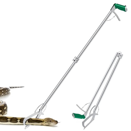 GYORGKSHI 78“ Snake Tongs Collapsible Grabber, Professional Reptile Snake Catcher Wide Jaw Handling Tool, Stainless Steel Snake Hook