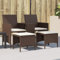 Myheimly Gartensofa 2-Sitzer mit Tisch und Hockern Braun Poly Rattan Braun Mit Fußhocker