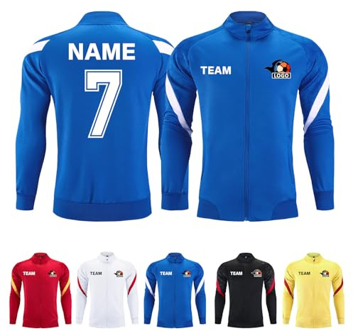 LAIFU Benutzerdefinierte Trainingsanzug für Kinder Jugend Erwachsene personalisierte Sportbekleidung mit Namen Nummer Team (DE/NL/SE/PL, Alphanumerisch, Einheitsgröße, Regular, Regular, Farbe Blau)