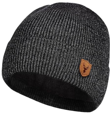 Omtofo Bonnet Homme Femme Hiver Chaud, Doublure Polaire Classique Bonnet Homme Hiver, Beanie Extensible en Tricot Doux, Bonnets Douillet sans Rebord, Chaud et Confortable