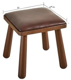 Toalettbordspall, fotpall, Fotpall i gummiträ, läder, flerfärgad(D)