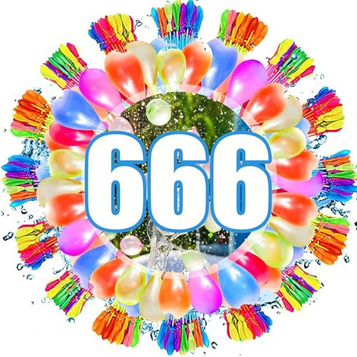 WENXUKHV 666 PCS Water Balloons For Kids Easy Fill 10 Second Rapid-Filling Self-Sealing Water Bombs with Tap Adapters for Outdoor Garden Beach Pool Party Fight Water Toys For Kids Outdoor