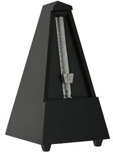 Wittner Metrónomo Taktell Forma de Pirámide Sistema Maelzel Serie 800 - Carcasa de madera maciza - Sin campana - Negro mate - Mecánico para dar cuerda - No se requieren baterías - Hecho en Alemania