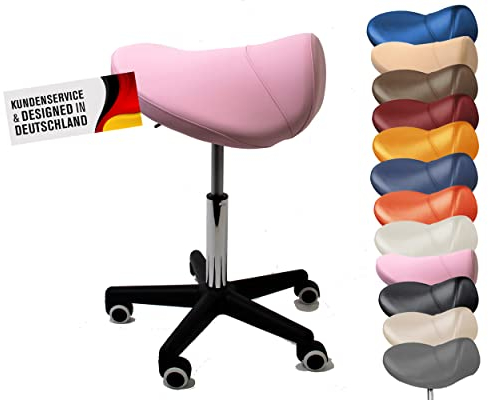 Sattelhocker extra breit, Sattelstuhl verstellbar 50-73cm, 170 kg (Rosa)