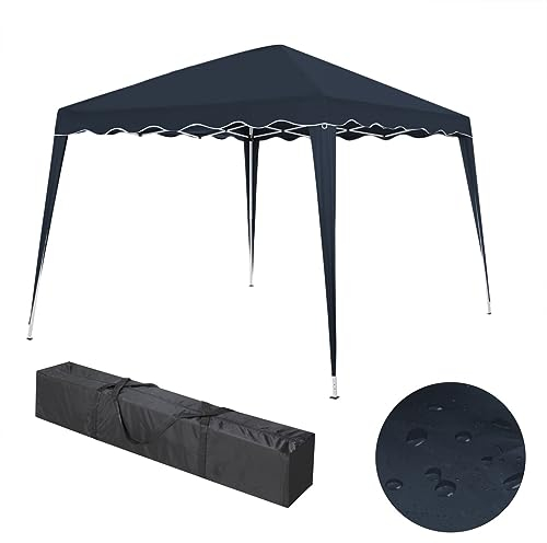 Tonnelle pliable 3 x 3 m avec sac - Imperméable - Protection UV 50+ - Tente pop-up - Tente de jardin pliable - Tente de fête - Capri - Système à clic - Armature en métal (bleu)