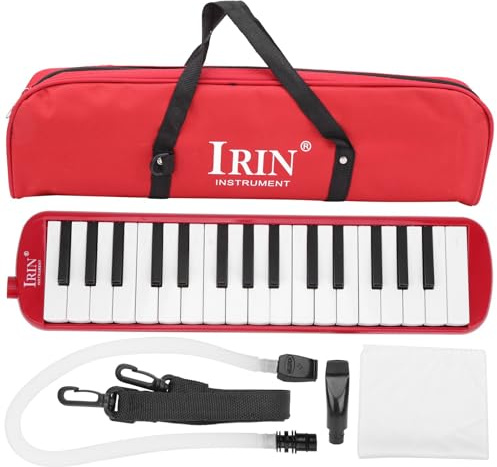 Melodica 32 Touches Clavier de Piano à Air pour Débutants et Adultes, avec Sac de Transport, Instrument de Musique Idéal pour Enfants, Rouge