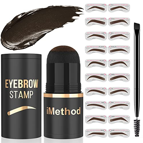 iMethod Kit Timbro Sopracciglia e Stencil Sopracciglia - per Trucco Sopracciglia Perfetto, Pomata Sopracciglia, 20 Kit Modella Sopracciglia, Facile da Usare, Lunga Durata, Marrone Nero