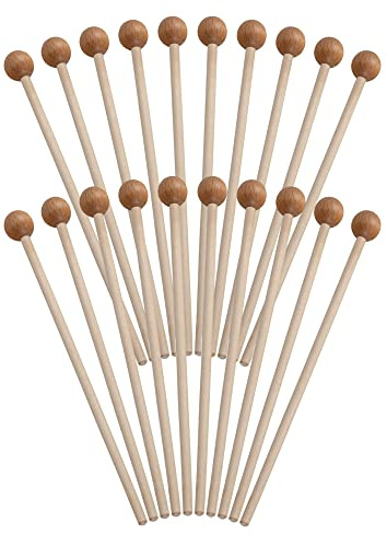 Classic Cantabile MG2218W klockspelklubbor 10 par – runt huvud i bok – handtag av lönn – total längd: 22 cm – huvuddiameter: 18 mm – lämplig för många båge- och slagverk instrument