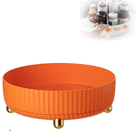 Rotierendes Lagerregal, Drehbar Gewürzregal Organizer Drehtell, Drehteller Organizer Lazy Susan, Küchen Kühlschrank Organizer, Gewürzregal Drehbar für Küche Speisekammer Schrank Dresser (Orange)