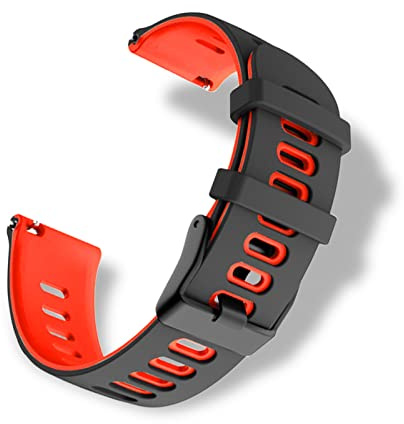 RoYiio Silicona Correa para Asas de Reloj con Ancho de 22mm, Suave y Cómodo, Correa de Silicona para Hombres Mujeres - Negro Rojo