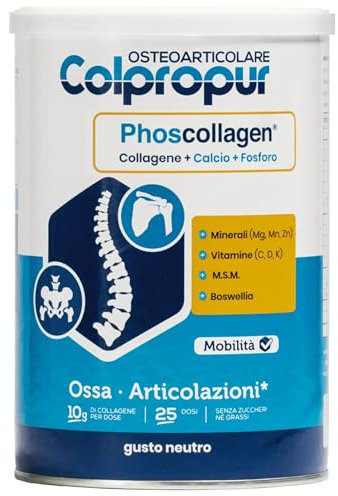 Colpropur Osteoarticolare Gusto Neutro – Collagene Idrolizzato in Polvere da Bere - Peptidi di Collagene, Integratore per Ossa, Pelle e Articolazioni – 325g