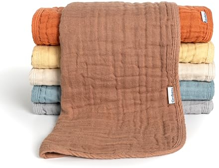 Gerber Baby Unisex Muslin Burp Cloths 6-Pack, Multi Browns, Large Size 20 x 10