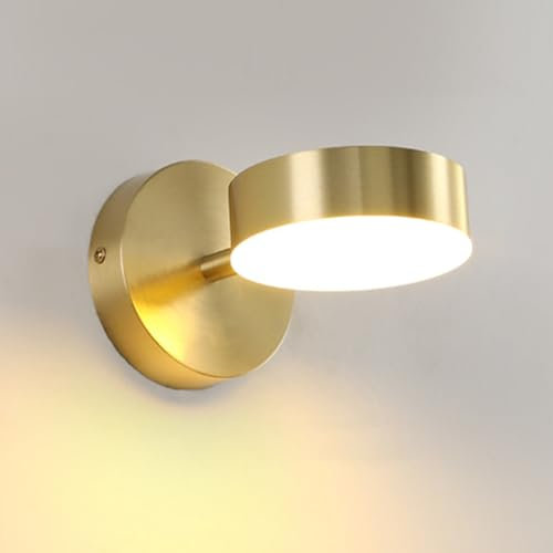 KRUIHAN Oro Plafoniera LED Parete 350°Rotante Applique da Parete Minimalista Moderno Luci Parete Tricolori,Luce parete per Comodino Letto,Soggiorno,Bagno,Camera da Letto,Corridoio (B Tipo)