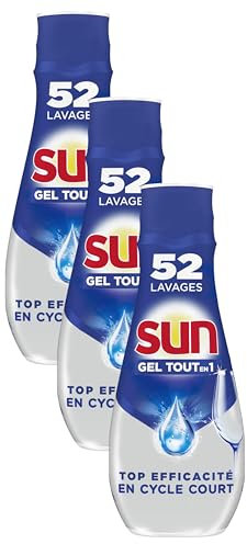 Sun Gel Lave-Vaisselle Tout En 1 Expert Plus 900ml - 52 Lavages (Lot de 3)