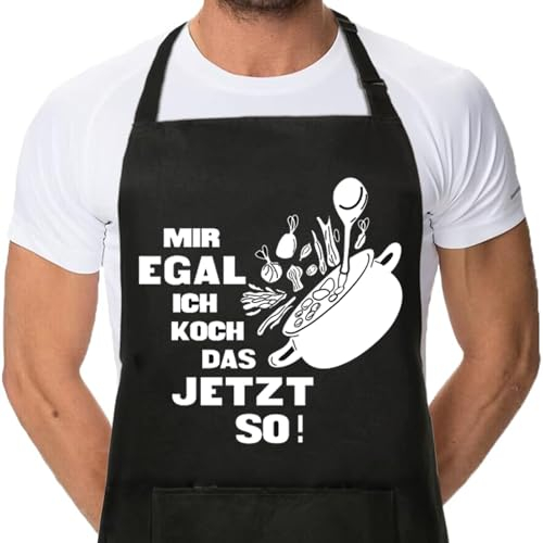 Sugeru Kochschürze Herren | Lustig Schürze mit 2 Taschen für Damen und Herren | Wasserdicht Kitchen Apron,Kochen Backen Grillen für Haus,Restaurant,Verstellbare,personalisiert(ich koch das jetzt so)