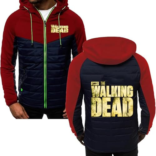 Sweat à Capuche zippé pour Homme pour Walking Dead, Sweat-Shirt léger et Chaud à Capuche, Veste Slim pour la Marche, Unisexe, Adolescent, Adulte, Course à Pied, Manteaux de Sport,D-XL