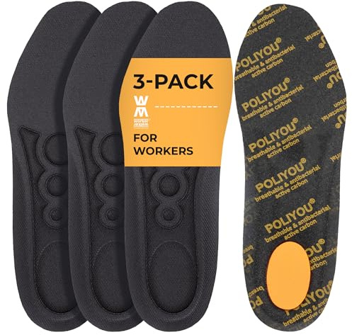 Skosulor för män och kvinnor - Poliyou Active Pro Set med 3 tjocka skosulor för Arbetsskor och stövlar Bekväma, andningsbara innersulor för män och kvinnor Worker Walker - 45 EUR
