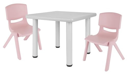 Bieco Kindertisch mit 2 Stühlen, Indoor & Outdoor Stapelbar, Basteln und Malen