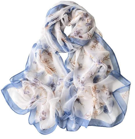 MUNSKT Foulard Femme écharpe pour Légère Fleur de Bleu Tinsel pour la Plage le Quotidien Fête Banquet