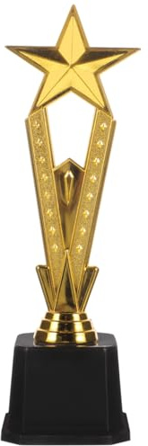 Trophée Étoile Dorée: Trophée Étoile À Cinq Branches 9.8 Pouces Grand De Récompense En Plastique Avec Socle Octogonal Stable pour Les Compétitions De Tournois De Football Et Les Réalisations
