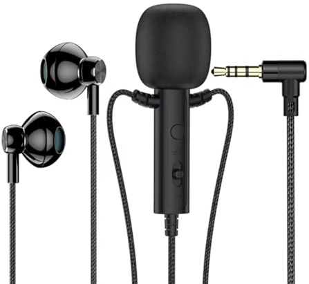 Tolaily Lavalier 3,5 mm in-ear mikrofon med mikrofon med klämma för karaoke, direktsändning, lektioner, spel, svart
