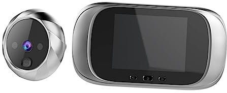 POPETPOP Spioncino Digitale 90° Telecamera Per Porta Sicurezza 24 Ore Visione Chiara Archiviazione Foto Spioncino Senza Batteria in Argento