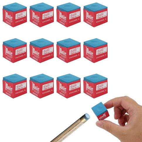 Riybyds 12 Stück Billardkreide, Kreide Fuer billardqueues, Cue Chalk, Billard zubehör, Premium Pool Queue Kreide in Blau, rutschfeste und Langlebige Kreide, Einfache Lagerung (12 Stück)