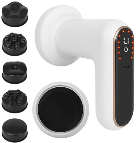 Cellulite Massagegerät, Wiederaufladbar Handmassagegerät, Muskel Percussion Massagegerät, Massagepistole mit 6 Vibrationsstufen & 5 Köpfen für Bauch, Taille, Arme, Beine, Gesäß, Schulter