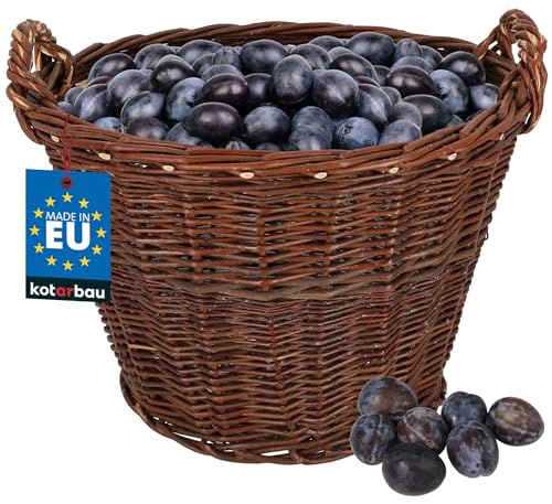 KOTARBAU® Cesta Mimbre - con Asas - Ø 50 cm - Marrón - Cesta Leña - Capazo Mimbre - para Juguetes - Frutas & Verduras Decoración - Almacenaje
