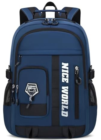 Amythe Boys Teenagers School Backpack - Waterproof Lightweight 29L Large Backpack with 15.6 Inch Laptop Compartment - Stylish for High School, School, Leisure, Blue
