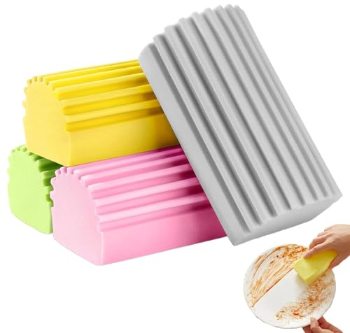 Spugna antipolvere, 4 pezzi Riutilizzabile Damp Duster Spugna, Spugna per pulizia a umido, Spugna per rimuovere lo sporco, Spugna umida, Spazzola per la pulizia di vetro, specchi, ringhiere