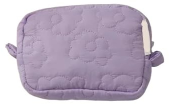 Bolso De Maquillaje Acolchado Bonita Bolsa de Almacenamiento cosméticos con diseño Flores Acolchadas, Suave y cómoda, for Maquillaje, lápiz Labial, pañuelos, Joyas Viajar(Purple)