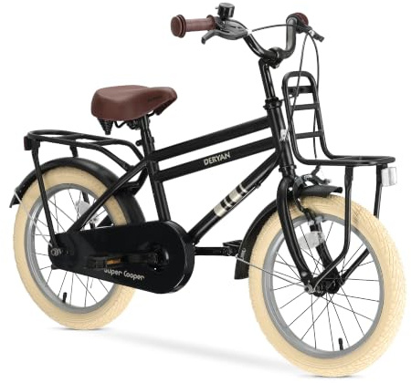 Deryan Cooper Vélo pour enfant de 40,6 cm - Avec support - Avec selle et guidon réglables - Pour garçons et filles de 4 à 8 ans - Noir