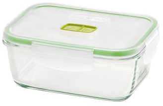 GIO'STYLE Contenitore per Alimenti in Vetro - 0,38L - Chiusura Ermetica - Rettangolare - Made in Italy - Adatto a Frigorifero, Freezer, Microonde - Linea 2 in 1 Vetro