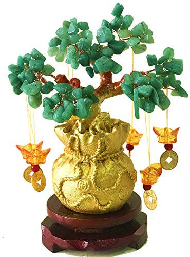 Picmoo Feng Shui Citrine/Citrine Money Tree and Citrine Tree, Faucet Crystal Tree/Chinese Dragon Fortune Crystal Tree/Gift Tree (Green)
