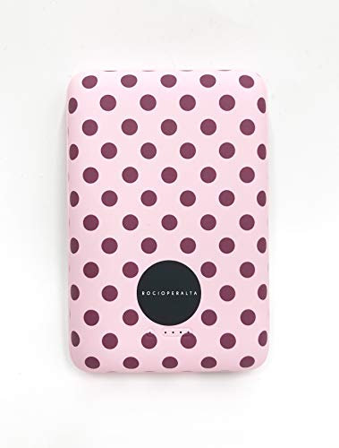 Rocio Peralta-Bateria Externa Wireless Power Bank 10.000 mAh. Lunares Rosa. Posibilidad de usar con Cable y sin Cable. Las Ventosas permiten llevarla pegada a tu dispositivo