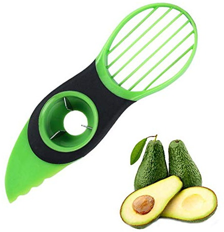 THETAG Rebanador de Aguacate, Cortador de aguacate 3 en 1 PP Plastico y 430 Acero Inoxidable Rodajas de Aguacate Herramienta Corta Aguacates Cuchillos de Cocina