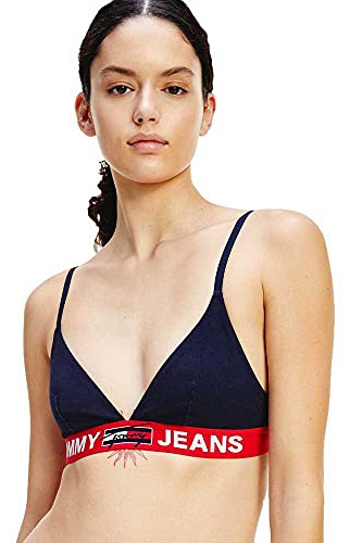 Tommy Hilfiger Women's TRIANGLE BRALETTE UNLINED Bra, Desert Sky, L