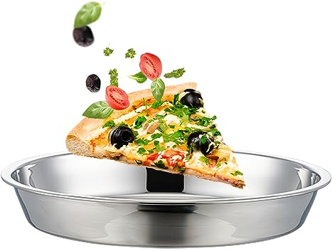 BEENIFIC Deep Dish Pizza Pan,Roasting Pan Drip Pan Stainless Steel Pizza Tray 10-12-14-16Inch (12x1.6inch)