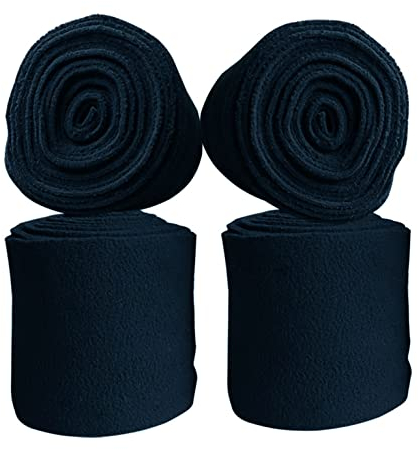 Wandrola Polo Beinbandagen aus weichem Fleece, Schwarz, 4 Stück