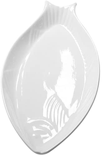 BESTonZON Salatteller Tauchschale Servierplatte Restaurant-tablett Käsesortiment Gedünsteter Fischteller Familienteller Gedämpfter Fischteller Essensteller Fischdampf Mikrowelle Keramik Weiß