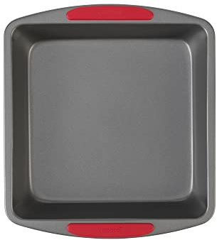 GoodCook MegaGrip Baking Pan with Silicone Grip Handles Square Non-Stick Heavy-Gauge Steel Cake Pan Baking Dish for Brownies Bread Cake Baked Goods & More, Dishwasher Safe, 8x8-Inch,