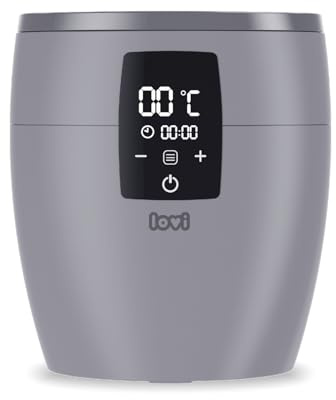 Difrax LOVI Chauffe-biberon 6-en-1 – chauffe rapide & sûr, maintien au chaud, décongélation & stérilisation vapeur – universel gris/noir