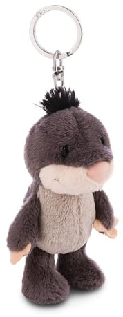 NICI Keyholder mole 10cm grey - Soft toy companion cuddly animal pendant with metal ring to hang on keys, cord, bag, and more