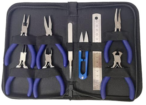 WinHUb Schmuckzange 9 Stück Zangen Set für DIY-Schmuckreparaturwerkzeuge, Schmuckwerkzeuge mit Zangen, Scheren, Lineal, Zangenset, Schmuckherstellungs-Werkzeugset, geeignet für Schmuck, Ohrringe und