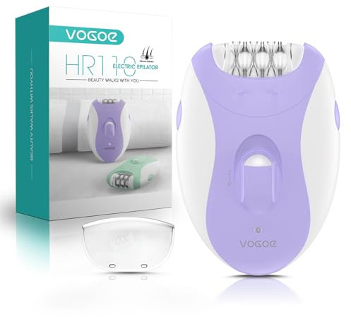 VOGOE Epilatore Elettrico Donna con 21 Pinzette & Luce LED, 2 Velocità Epilazione Senza Fili Ricaricabile, Epilatore Elettrico per Braccia & Gambe HR110 (Viola)