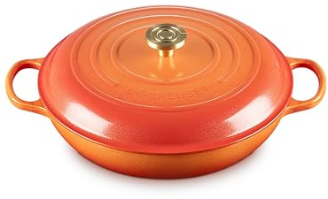Le Creuset Enameled Cast Iron Signature Round Braiser 5 qt., Orange with New Knob