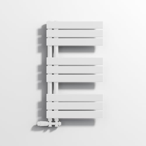 VANCOCO Radiatore da bagno per bagno, scaldasalviette, bianco, piatto, 800 x 450 cm, con attacco laterale 50