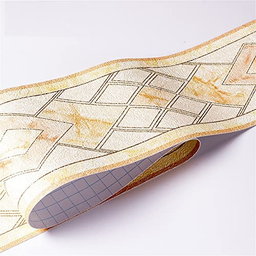 Generico Bordi adesivi per pareti 10 cm PVC impermeabile linea di cintura legno marmo autoadesivo battiscopa carta da parati soggiorno arredamento vinile bordo muro angolo bastone(22)