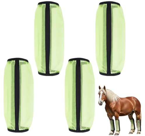 NBEADS 4 Pièces De Guêtres Anti-Mouches Pour Chevaux, Non-Glissantes, Respirantes, En Mesh Confortable, Pour Empêcher Les Mouches Et Moustiques De Piquer Les Chevaux – Accessoires, Jaune Vert